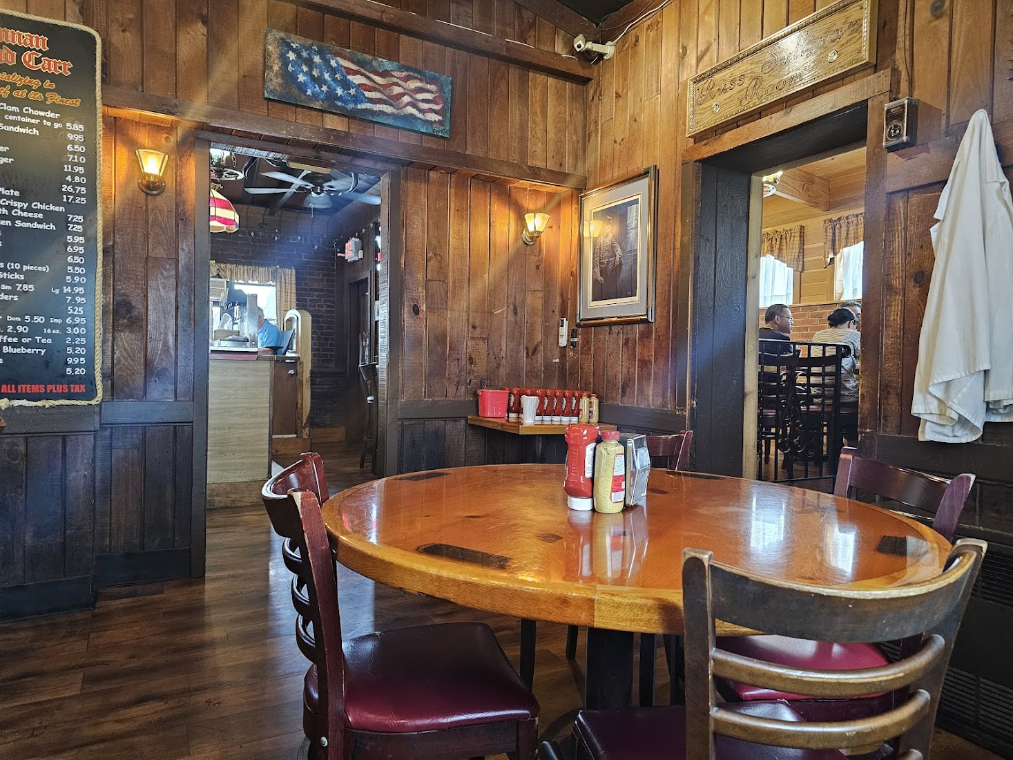 The wood-panelled dining room at Brennan & Carr