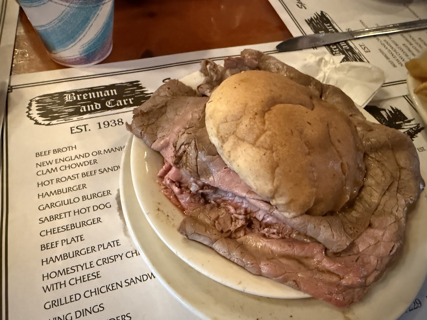 The classic hot roast beef sandwich